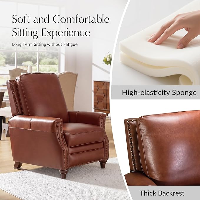 HULALA HOME Genuine Leather Manual Recliner Chairs Set of 2