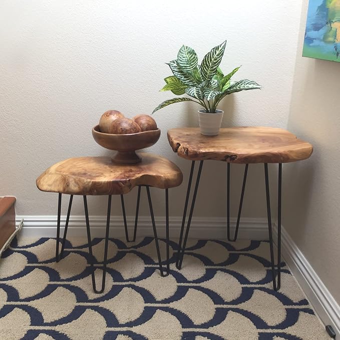 Greenage Cedar Roots Live Edge Side Table 12" x 13.5" x 17.4" Height Natural