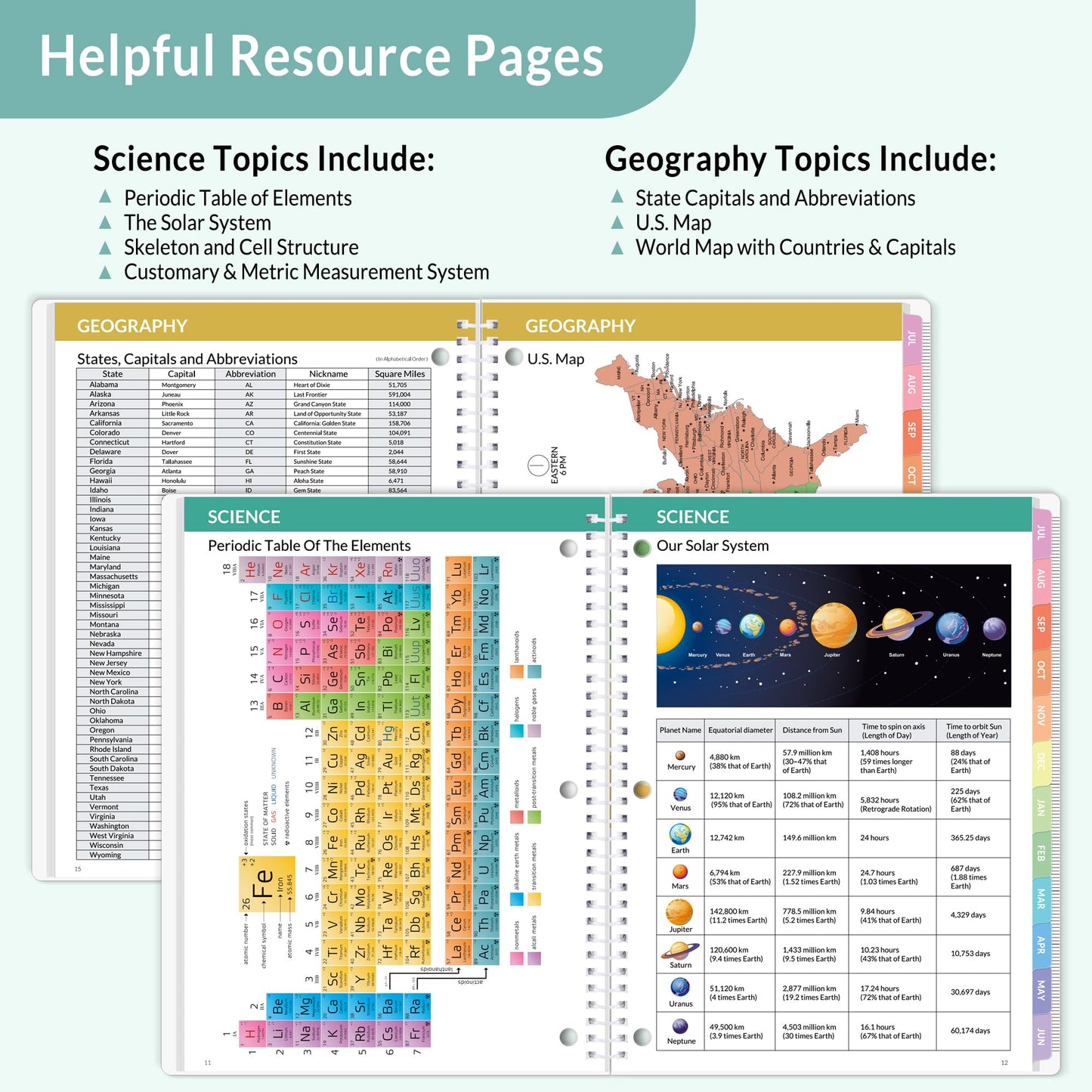 SUNEE Student Planner 2026-2027, Academic Weekly & Monthly School Planner, July 2026 - June 2027, 8.5" x 11" Lesson Plan Book with Weekly Goals, Monthly Tabs, Bookmark & 3-Hole Punch, Mint Green