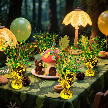 FUBININA 6 Pc St. Patrick's Day Party Decoration Metallic Foil Spray Centerpieces Star Burst Tabletop Decor for Irish St Patty's Day Jungle Animal Birthday Holiday Graduation Hawaiian Party Green Gold