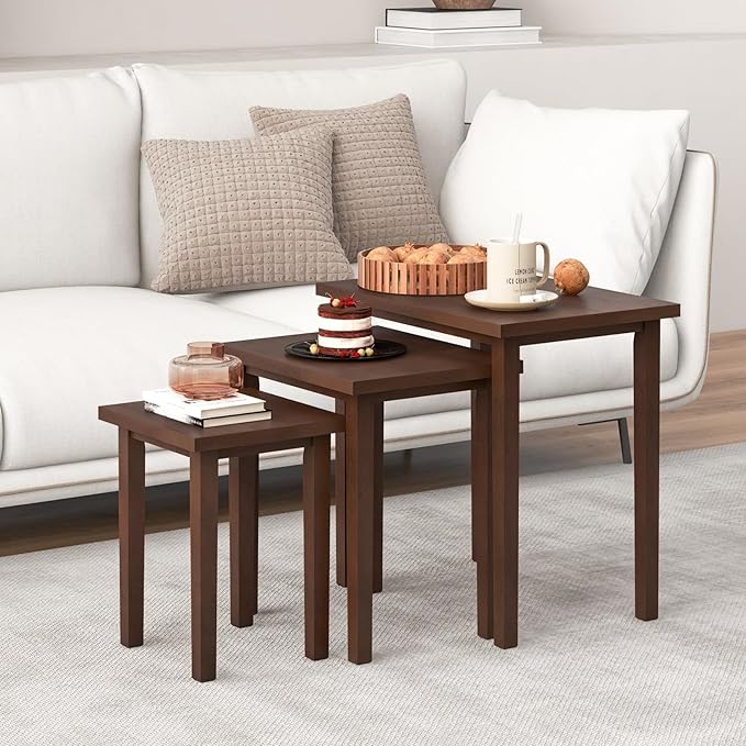 Giantex Nesting Tables Set of 3, Farmhouse Stacking Side Table