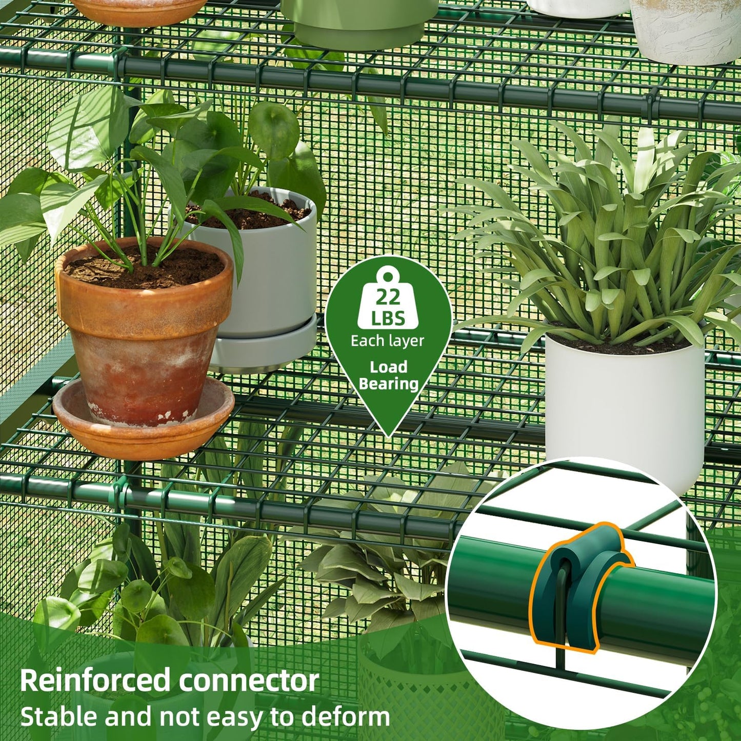 Superlele 4-Tier Mini Greenhouse for Indoor Outdoor, 19.3x27.2x62in Vertical Plant Green House with Adjustable Shelves, Reinforced Green PE Mesh Cover and Zippered Door, Heavy Duty Steel Frame