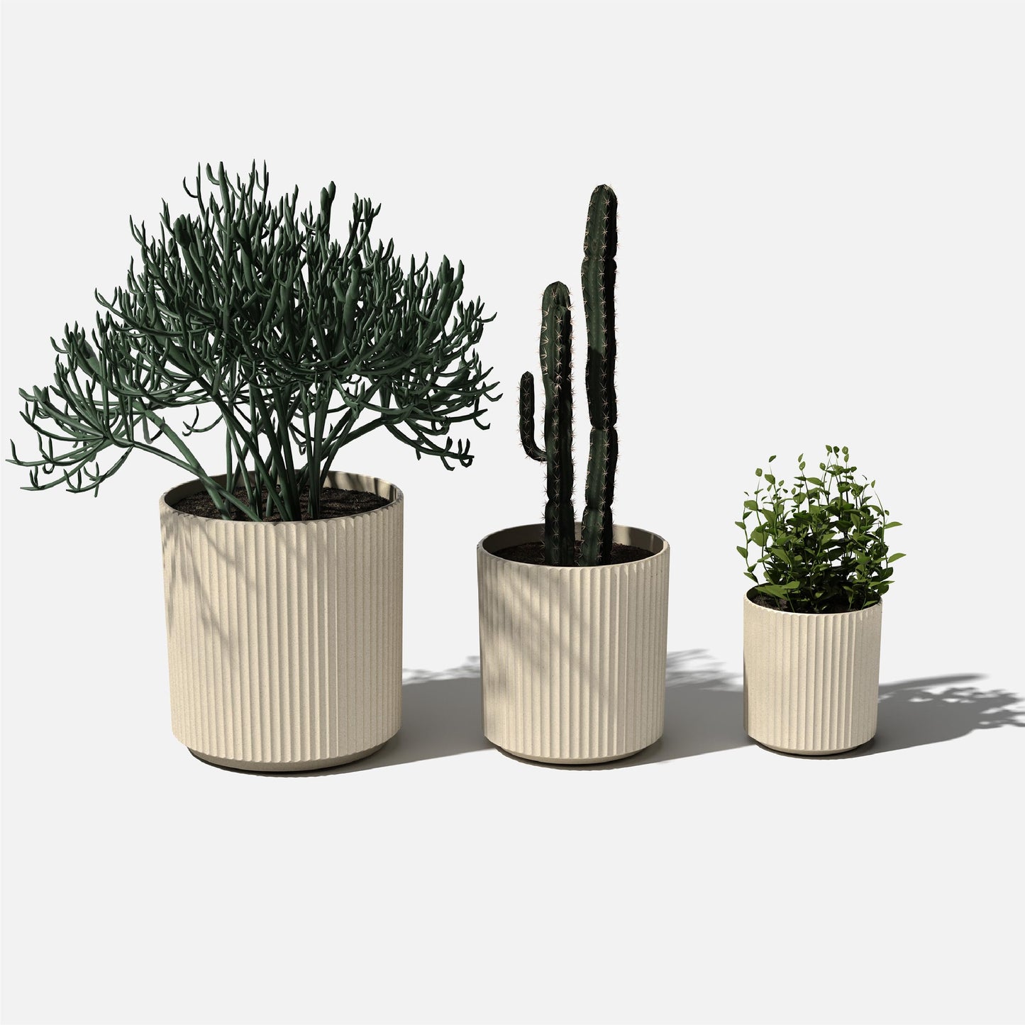 Veradek Demi Series Set of 3 Round Planters for Porch, Patio, Backyard | Durable Plastic-Concrete Material | Modern Décor for Tall Plants, Flower
