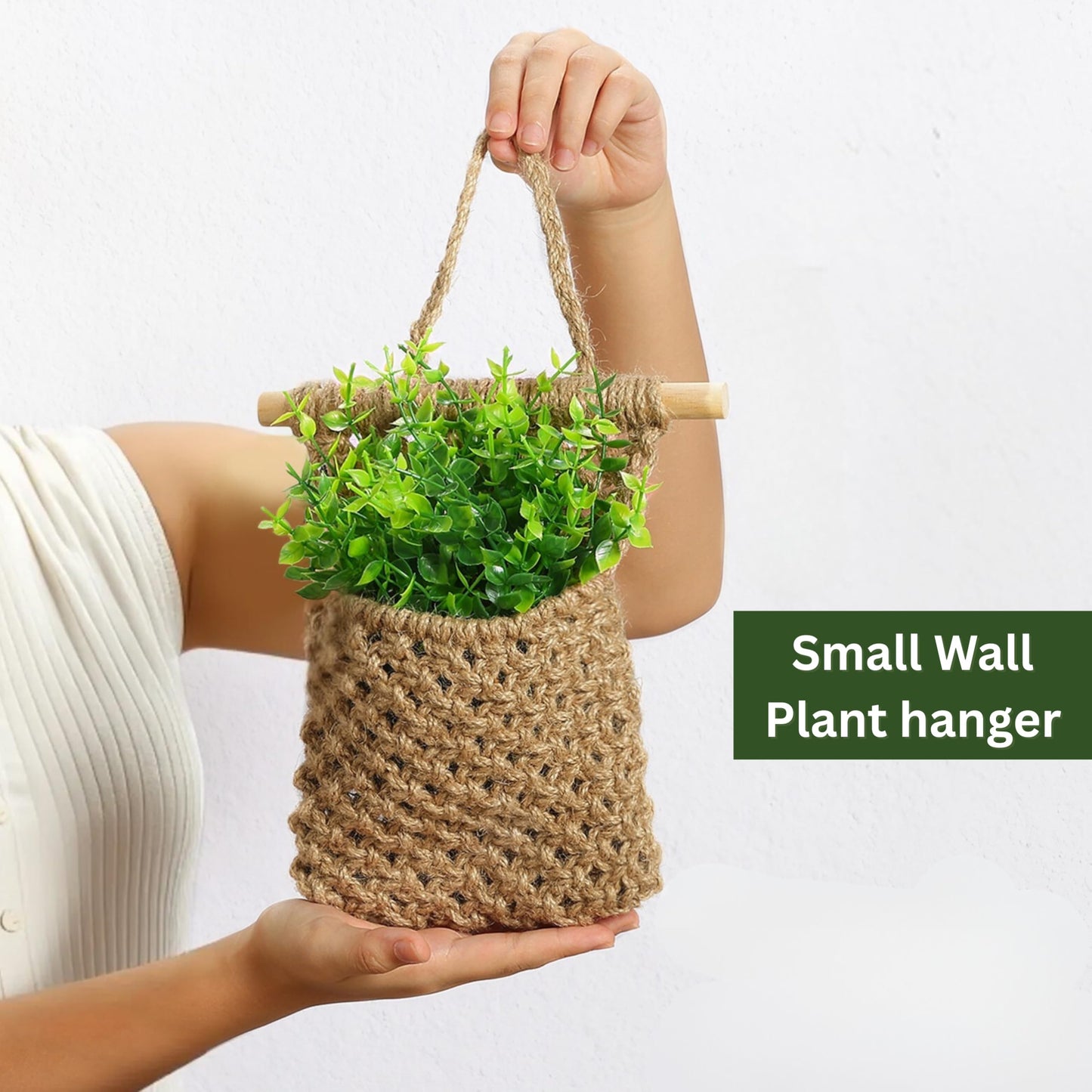 Shineloha 2 Packs Macrame Wall Planters with Artificial Eucalyptus | Macrame Plant Hanger, Wall Plant Holders for Boho, Bathroom, Bedroom & Wall Hanging Decor (2 Packs, Brown)