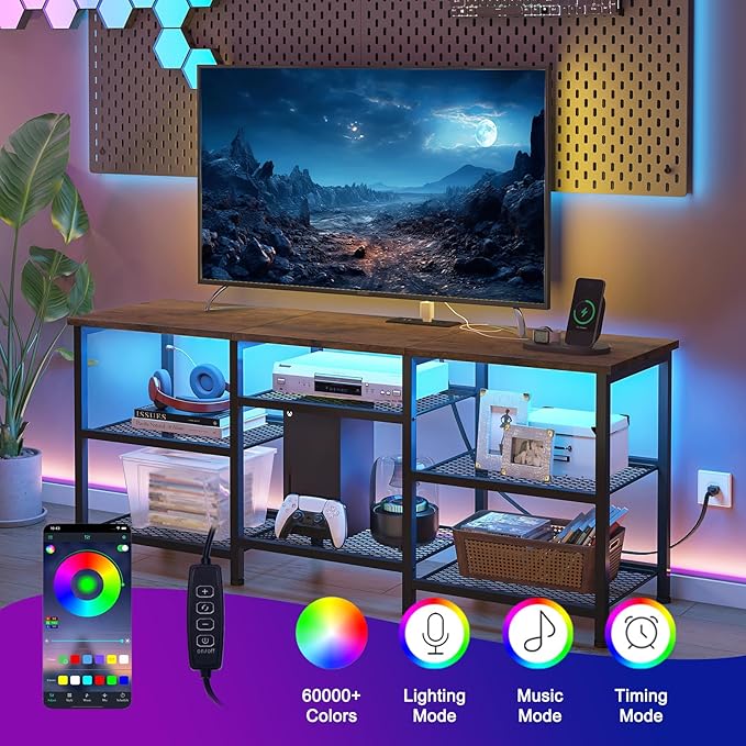 YGEOMER TV Stand for Living Room TVs Up to 55 Inches, Entertainment Center