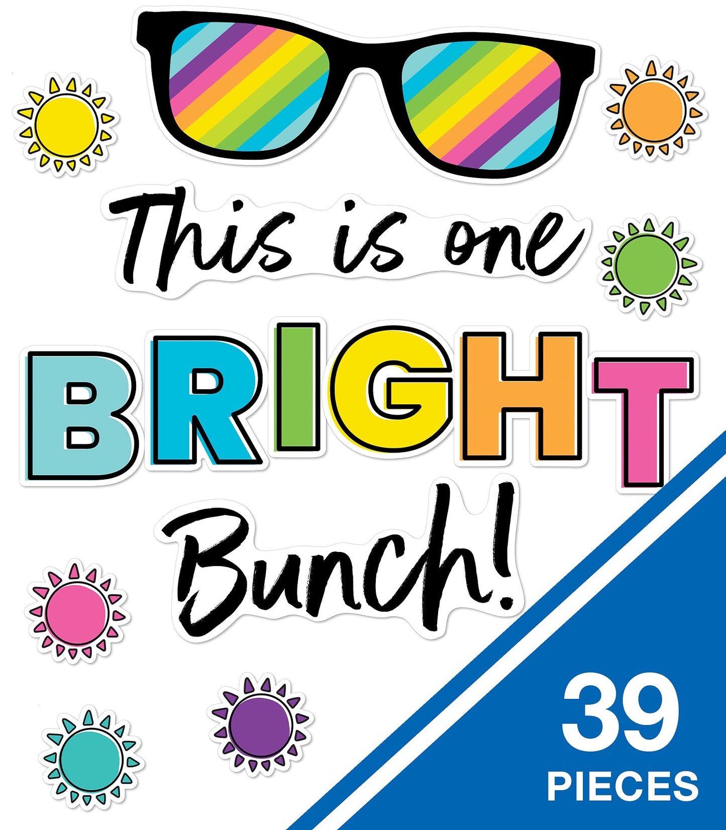 Carson Dellosa Kind Vibes Bulletin Board Set—This is One Bright Bunch Motivational Header with Sunglasses and Sun Cutouts, Bulletin Board Decor (39 pc)