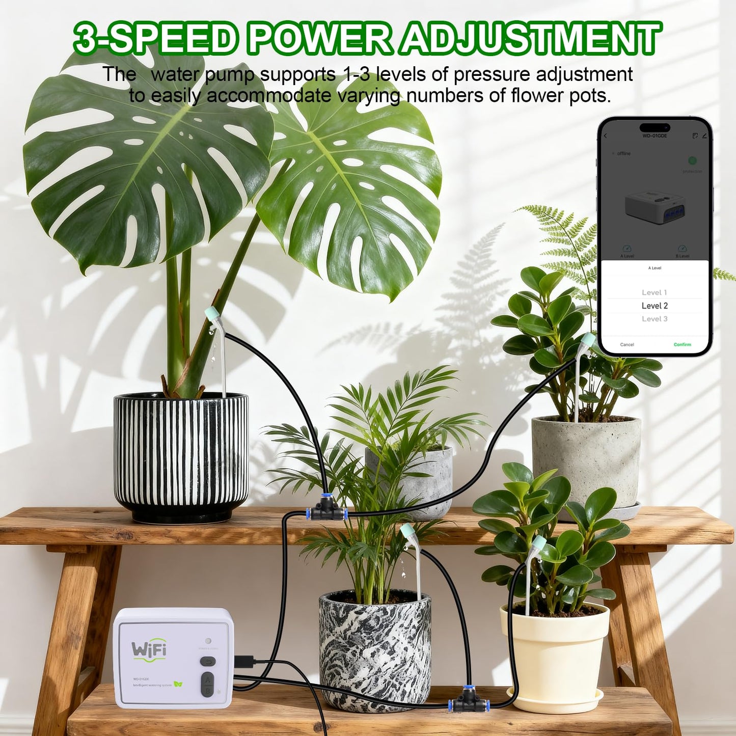 Smart WiFi Drip Irrigation System,Dual Channel Automatic Watering Kit for 20 Potted Plants,Compatible with Alexa/Google Home,Timer with App Control,20 Adjustable Emitters & 15M Hose for Indoor Garden