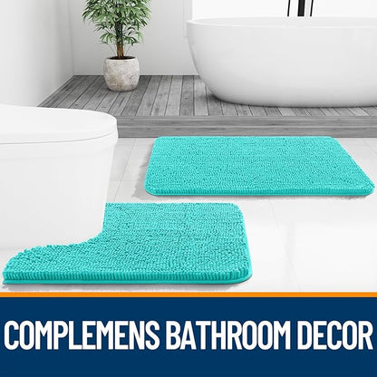OLANLY Bathroom Runner Rugs 47x24, Extra Soft Absorbent Chenille Bath Rugs, Rubber Backing Quick Dry, Machine Washable Long Bath Mats for Bathroom Floor, Tub and Shower, Home Decor Accessories, Teal