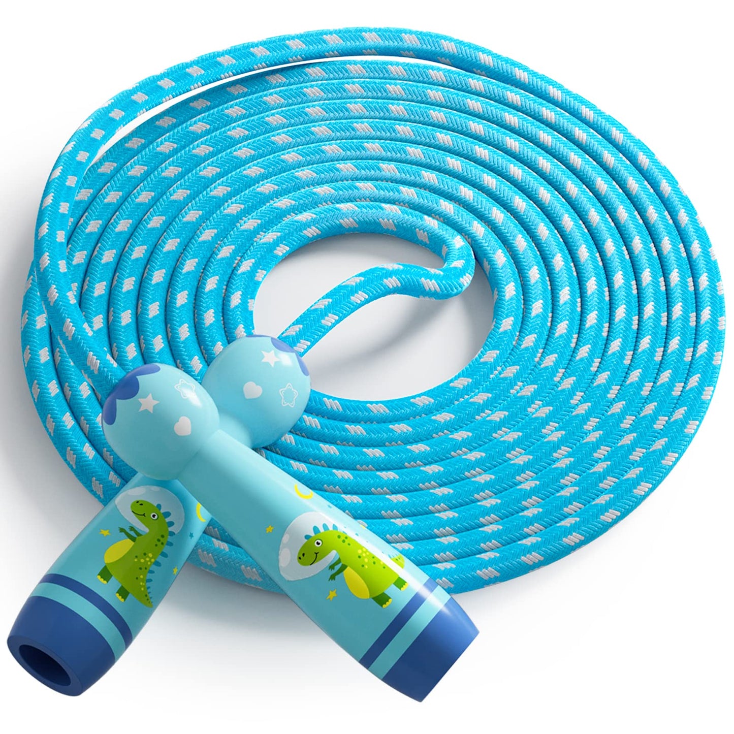 Jump Rope for Kids-Adjustable Cotton Braided Skipping Rope with Wooden Handle for Toddler Fitness Workout Exercise Outdoor Activity