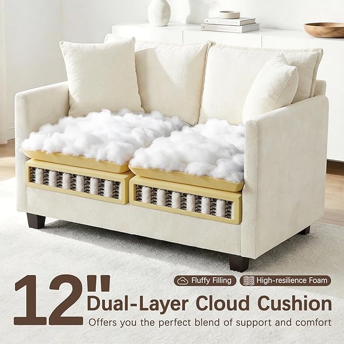 Loveseat Sofa, Comfy Chenille Small Couch