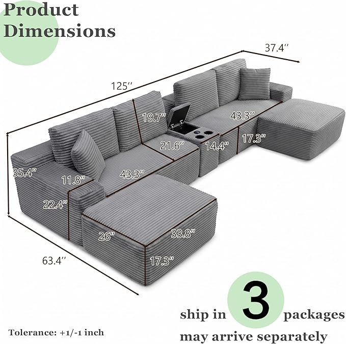 125" Oversized Sectional Couches