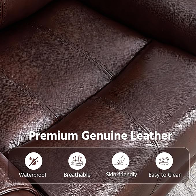 ANJ Geniune Leather Manual Loveseat Recliner Sofa Set of 2