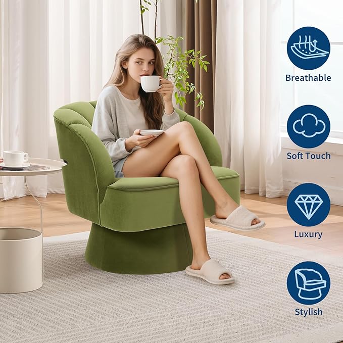 Garvee Ultra-Plush Swivel Accent Chair, 360° Barrel Lounge Chair