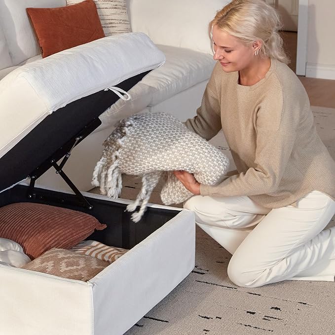 Cloud Couch Sectional 113.8'' Oversized Modular Deep Seat Sofa Bed Comfy White