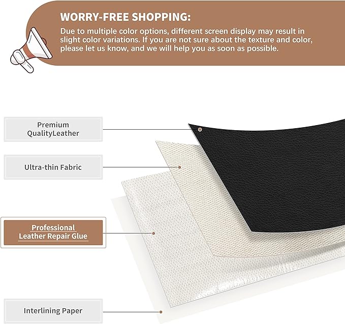 ONine Leather Repair Patch, Self-Adhesive Couch Patch, Car Seats