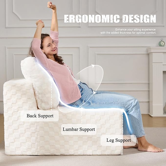 Single Sofa 1 Seat Couch with Deep Seat Memory Foam Cloud Chair with Pillows
