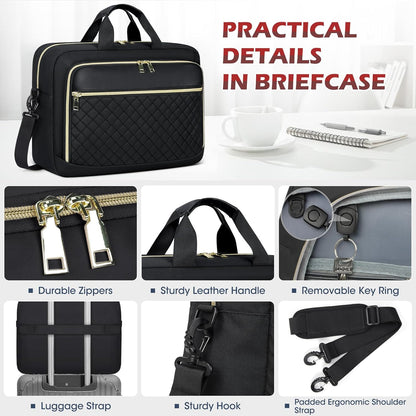 NEWHEY Laptop Bag 17.3 Inch Laptop Briefcase for Women Men Waterproof Shoulder Messenger Bag Large Computer Bag for Business Office Work College, Black