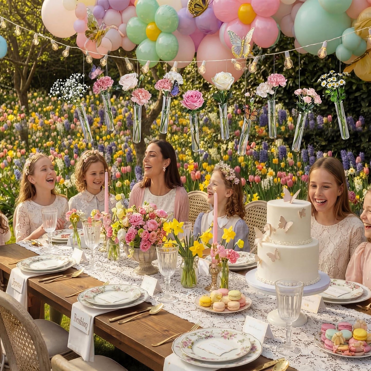 Hillban 24 Pcs Spring Party Decoration Plant Propagation Tubes Plastic Wall Planter Hanging Vase Propagation Station with Rope for Hydroponic Rustic Spring Home Garden Birthday Wedding Tea Party Decor