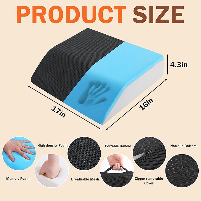 ROYALAY Hip Cushion Post Surgery with Breathable Cover, Memory Foam Hip Replacement Kit After Surgery, Seat Cushion with Anti-Slip Bottom, Chair Cushions for Elderly