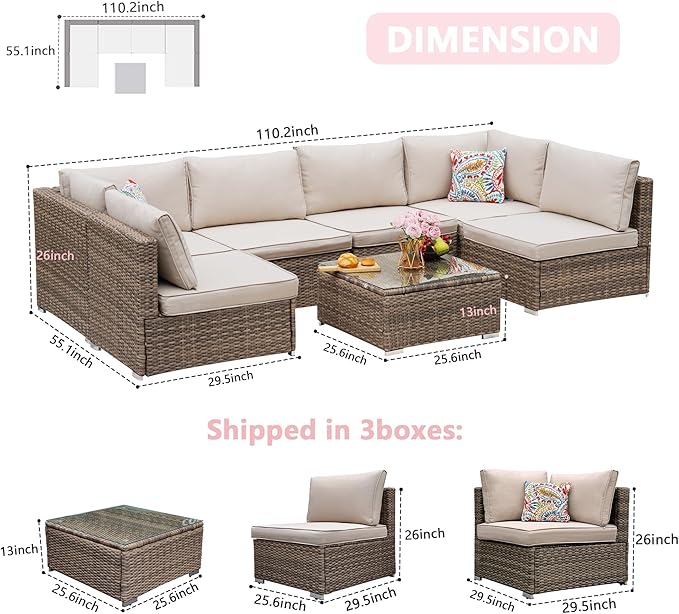 7 Pieces Patio Furniture Set