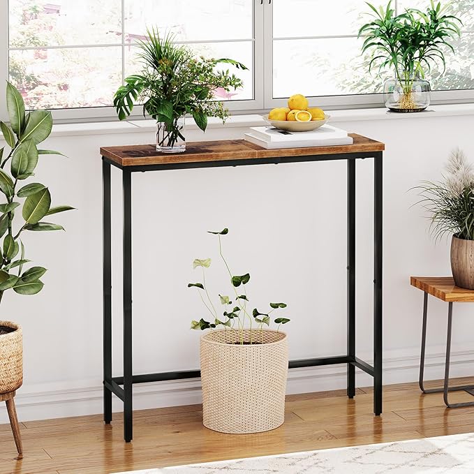 HOOBRO Narrow Console Table, 29.5" Small Entryway Table, Thin Sofa Side Display