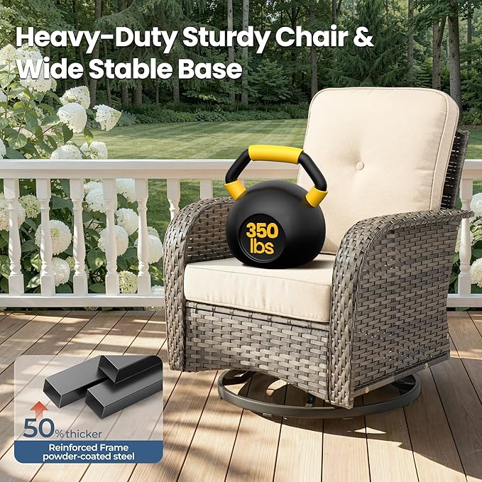5 Pieces Wicker Patio Furniture Set, High Back Swivel Rocker Chairs Outdoor