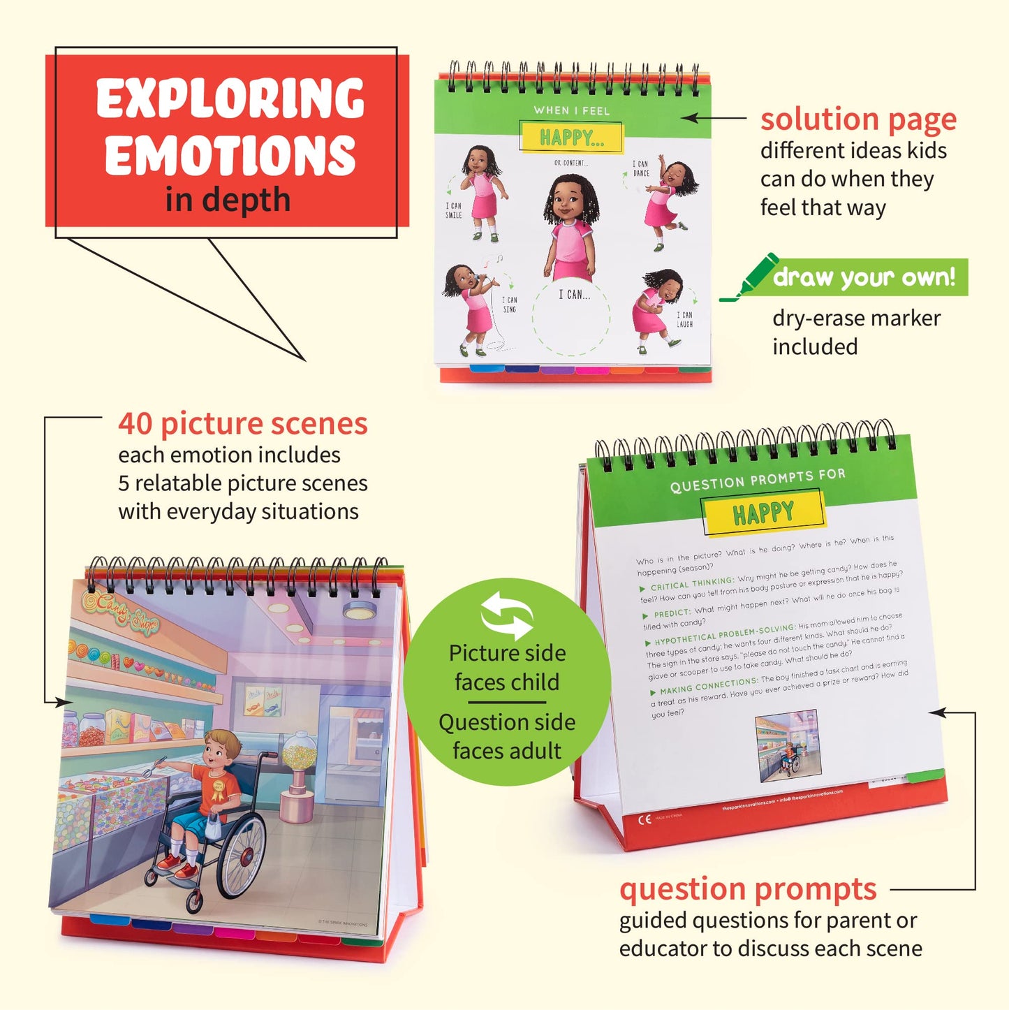 Picture Books and Emotion Cards, Picture SEL Story Cards, Homeschooling, Autism Activities, Educational Busy Book for Emotional Regulation (WH Question & Emotions Book Combo)