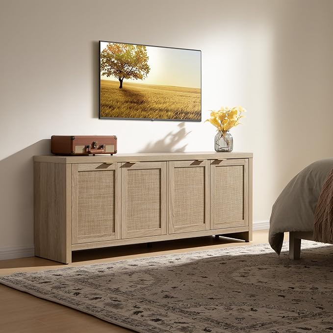 SICOTAS TV Stand for Living Room Boho Entertainment Center for Bedroom