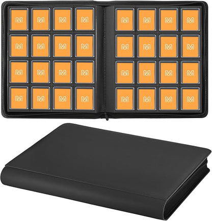16 Pocket Toploader Binder,Holds 640 Top Loaders,Top Loader Binder for 3" x 4"Rigid Cards,Sleeves Card Collection Binder,20 Double Sided Pages,Compatible with Trading & Sports Holder (16Black)