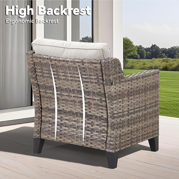 3 Pieces Patio Furniture Sets-Outdoor PE Rattan Wicker Chairs