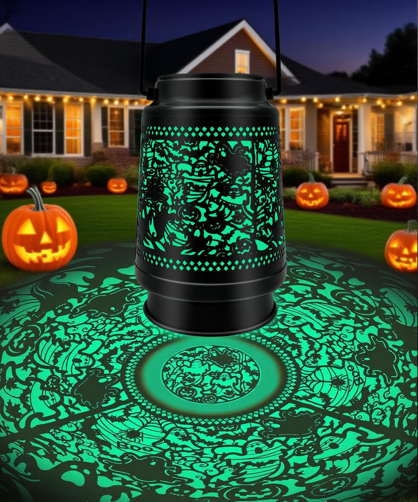 Halloween Decor Outdoor Solar Lanterns Waterproof Halloween Decorations Scary Ghost with Pumpkin Spooky Lights for Garden, Patio, Yard, Lawn Porch Hanging Solar Lights Unique Gifts for Women