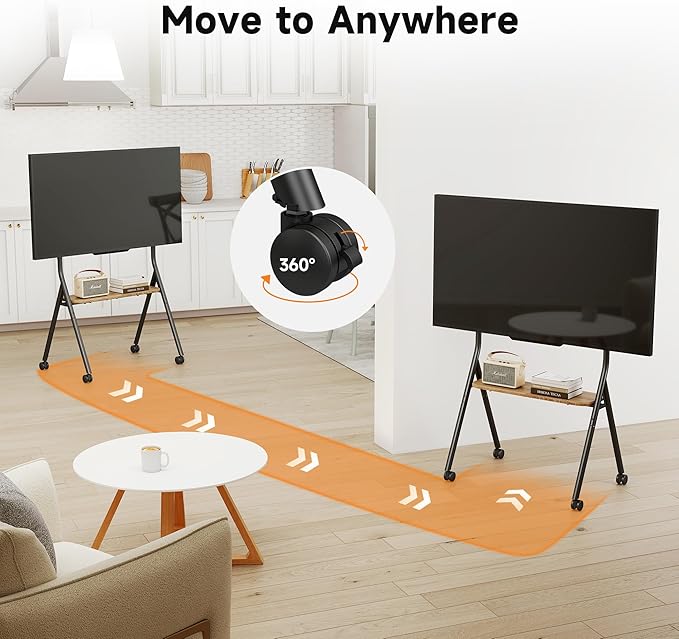 XINLEI Easel Rolling TV Stand for 32-80 Inch TV up to 121lbs, Mobile Portable