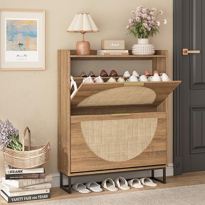 Maupvit Rattan Shoe Storage Cabinet