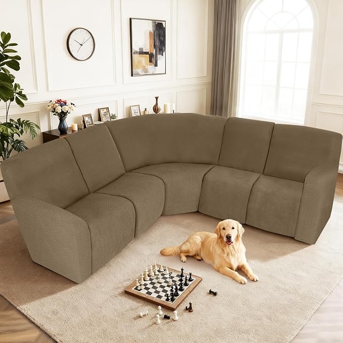 ALIECOM 100% Waterproof Recliner Sectional Couch Covers L Shape Stretch Corner