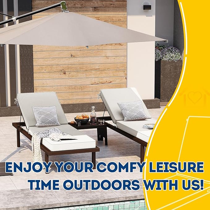 AAAAAcessories Outdoor Chaise Lounge Cushions, Fade-Resistant, Waterproof Patio