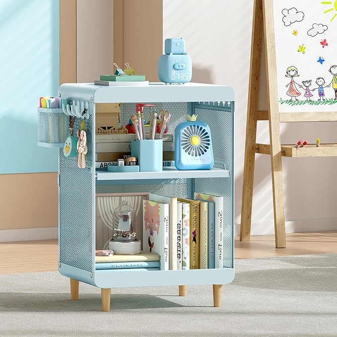 SYKIARIOL Kids Nightstand for Girls, Metal Bedside Table