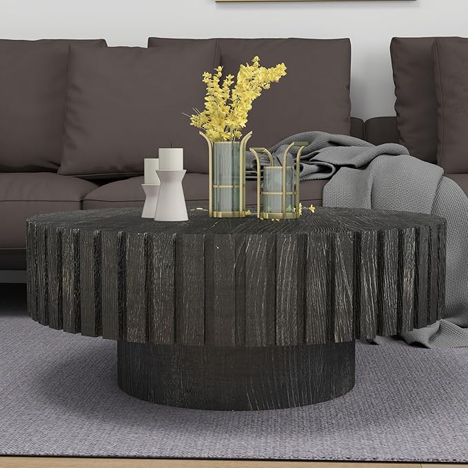 Modern Circular Coffee Table 31 in, Space-Saving Round Center Table