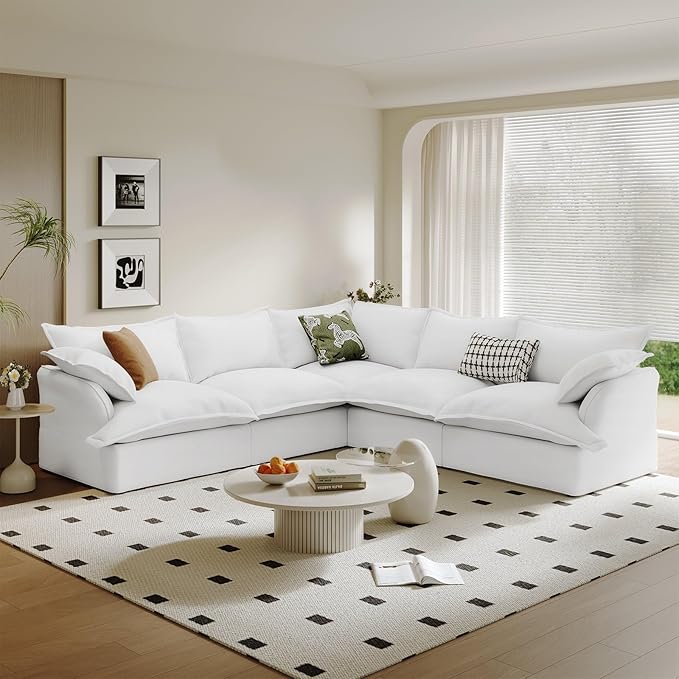 Waterproof Cloud Couch, 5 Seat V Shape Stain Resistant Modular Sectional Sofa