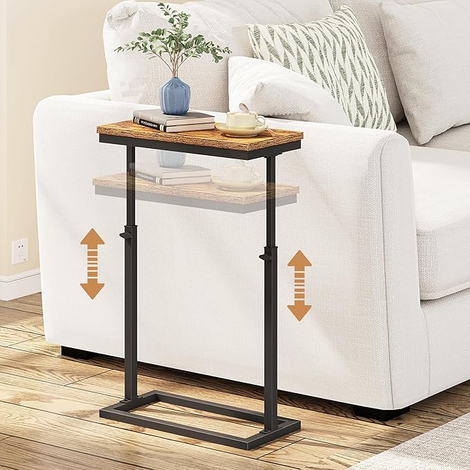 TUTOTAK End Table, Side Table, Tall Couch Table, Sofa Table, Living Room