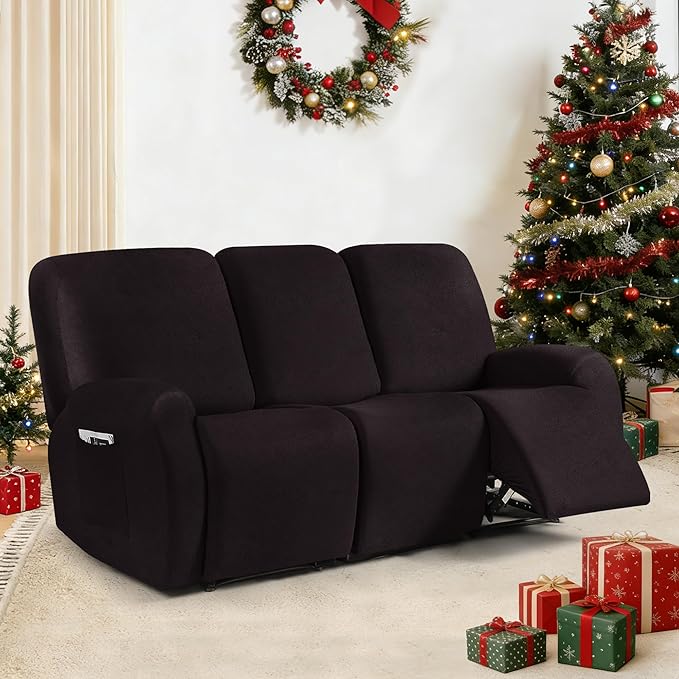 ANARACHON Leather Look Recliner Couch Cover, 8-Pieces Stretch Recliner Sofa