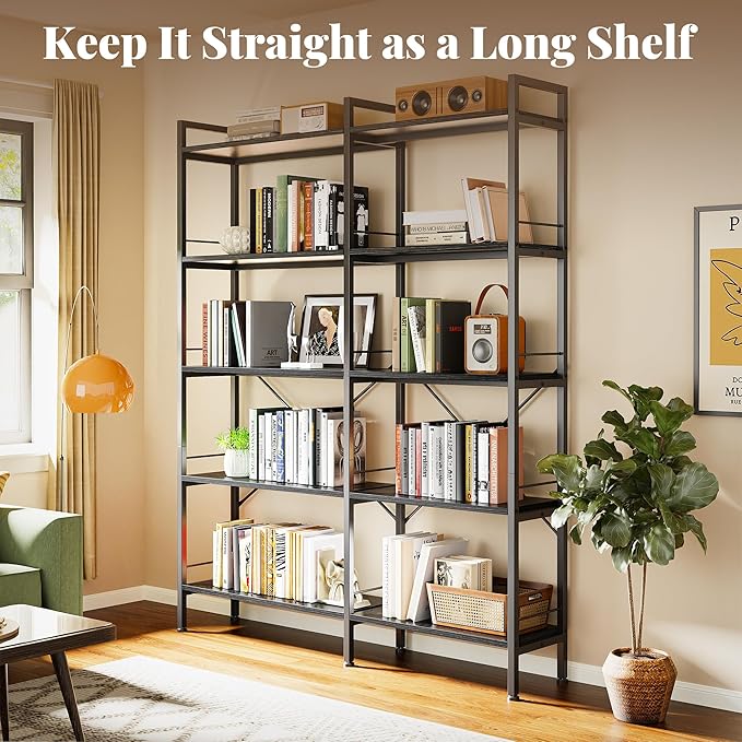 Huuger 5 Tier Bookshelf, L Shaped Corner Bookshelf