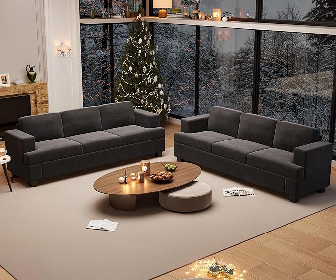 YOUDENOVA 2 Piece Set Comfy Sofa Couch, 2 3-Seater Sofa