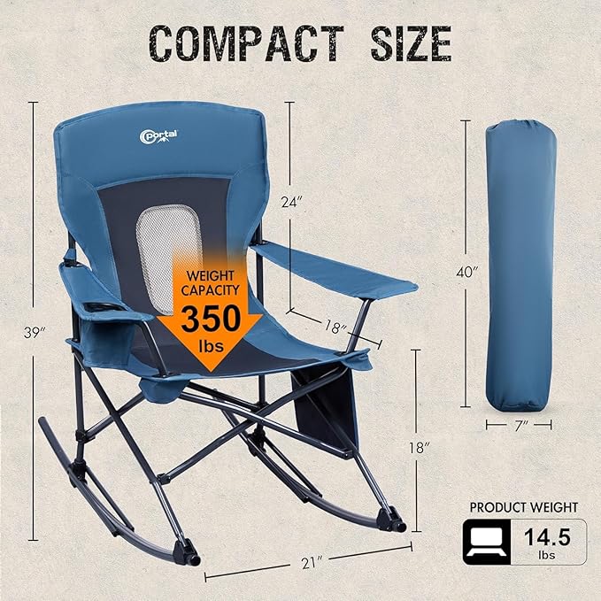 Portal Outdoor Rocking Chair Camping Folding Portable Rocker