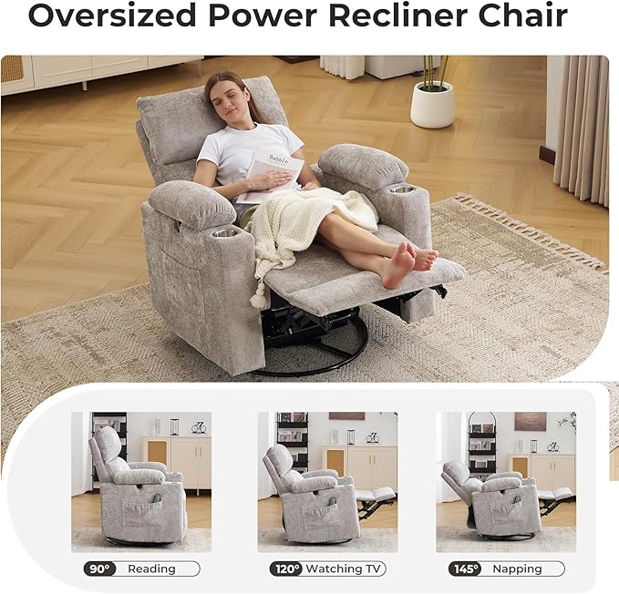 Oversized Power Recliner Chair Swivel Glider