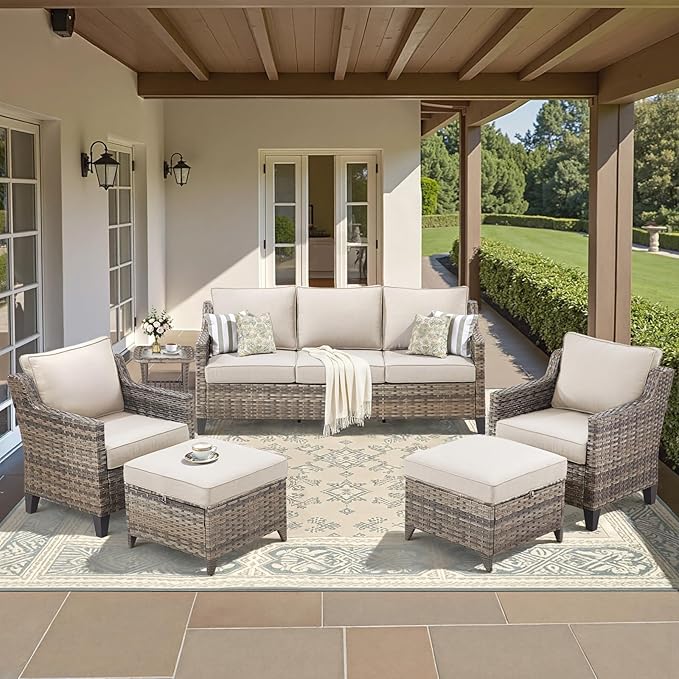 Buenhomino Outdoor Patio Furniture Set-PE Wicker Sofa Couch