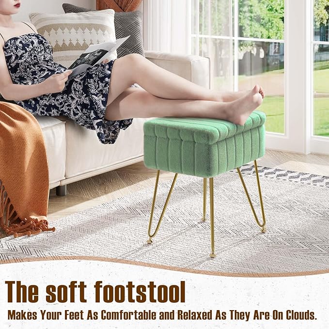 Greenstell Vanity Stool Chair Faux Fur
