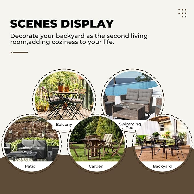DANGHOOGY Wicker Chair Cushions, Waterproof Outdoor Loveseat Cushions