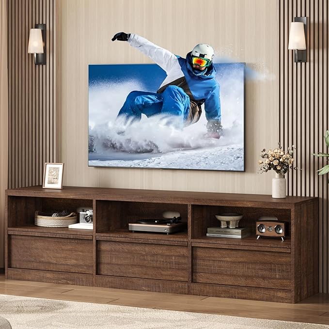 GarveeHome 70 in TV Stand for TVs up to 85 in, Mid Century Modern Entertainment
