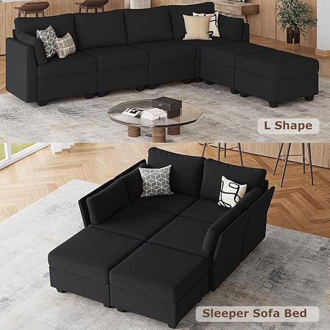 Huatean Home 114.17" Modular Sectional Sofa, 6 Seat Sectional Couches