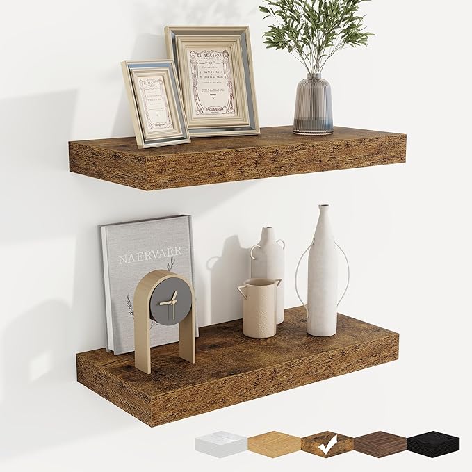 fuqing Floating Shelves for Wall, Wall Mounted Wood Floating Shelf